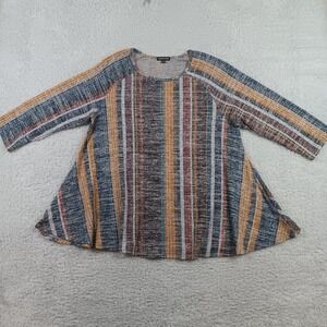 Striped Swing Tunic Top in Blue & Mustard - Unknown Brand